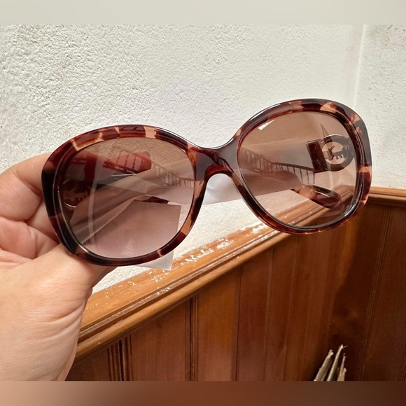 NIB - COACH Oversized Metal Soft Square Sunglasses - Pink Tortiose - Picture 3 of 6